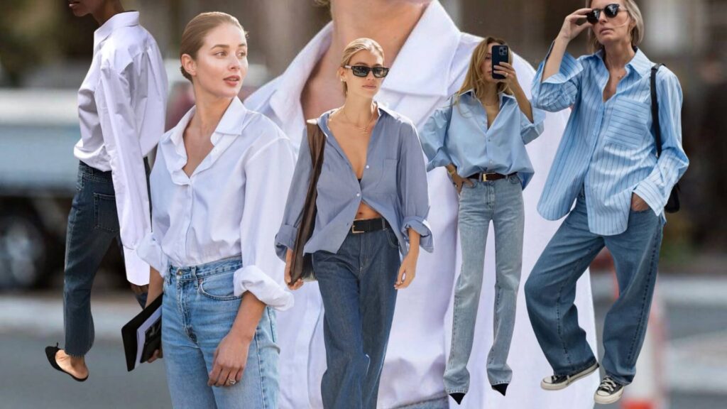 white shirt blue jeans minimal outfit