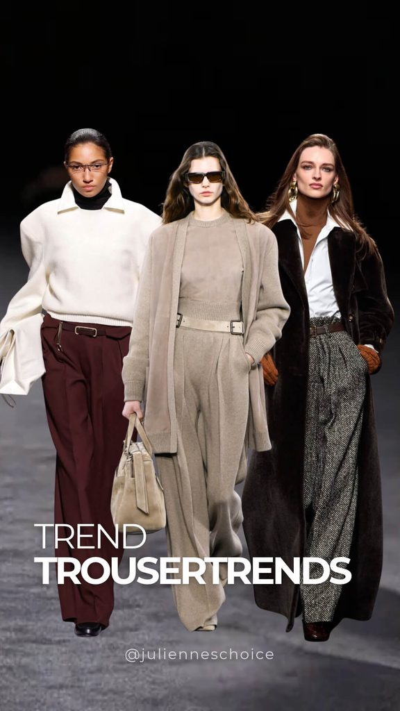 Neutral tailored trousers with coordinated fall winter layers