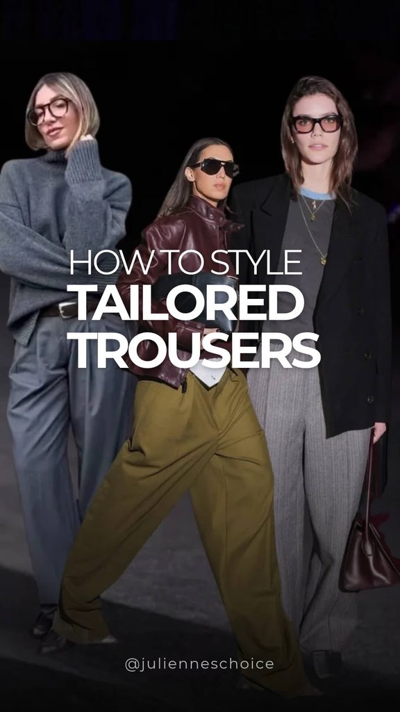 trousers styled with a leather jacket